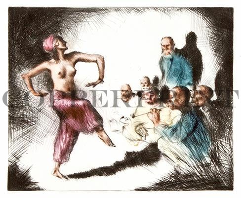 Frau tanzt vor Publikum Kunstdruck Tiefdruck