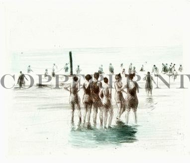 Leute am Strand Kunstdruck Tiefdruck