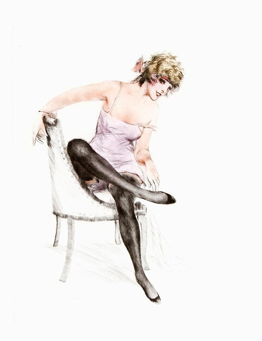 Portrait einer Frau sitzend am Stuhl Kunstdruck Tiefdruck