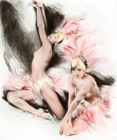 Zwei Tänzerinnen in rosa Kunstdruck Tiefdruck