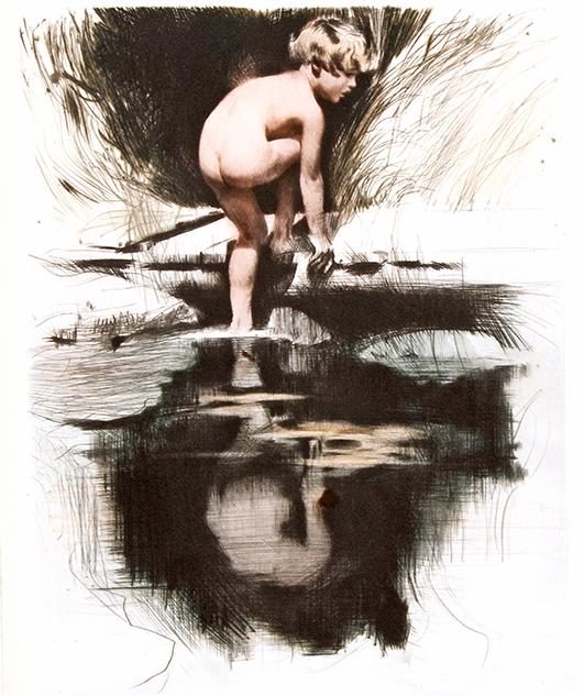 Kind im Wasser Kunstdruck Tiefdruck