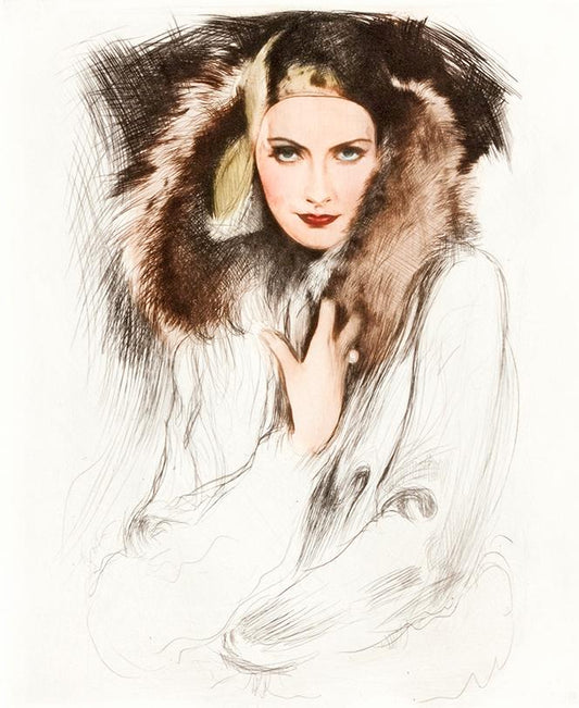Portrait von Greta Garbo mit Hut Kunstdruck Tiefdruck