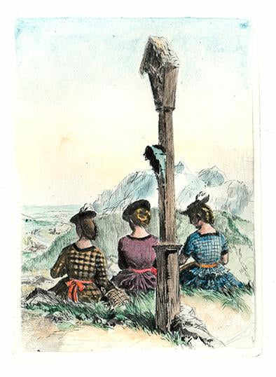 drei Frauen auf dem Berg Kunstdruck Tiefdruck