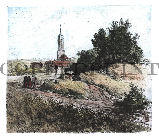 Stadtansicht von Holzhausen Kunstdruck Tiefdruck