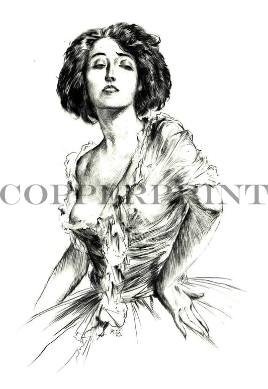 Portrait einer Dame Kunstdruck Tiefdruck