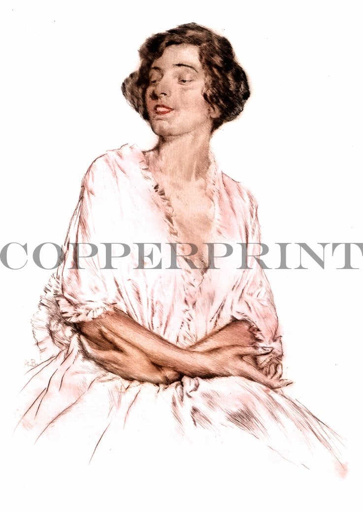 Portrait einer Frau Kunstdruck Tiefdruck