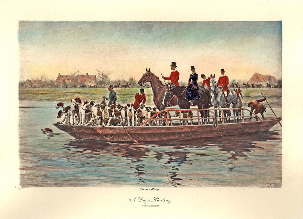 Menschen auf der Fuchsjagd auf dem Boot Kunstdruck Tiefdruck