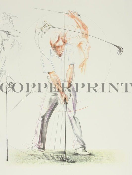 Golfspieler beim Abschlag Kunstdruck Tiefdruck
