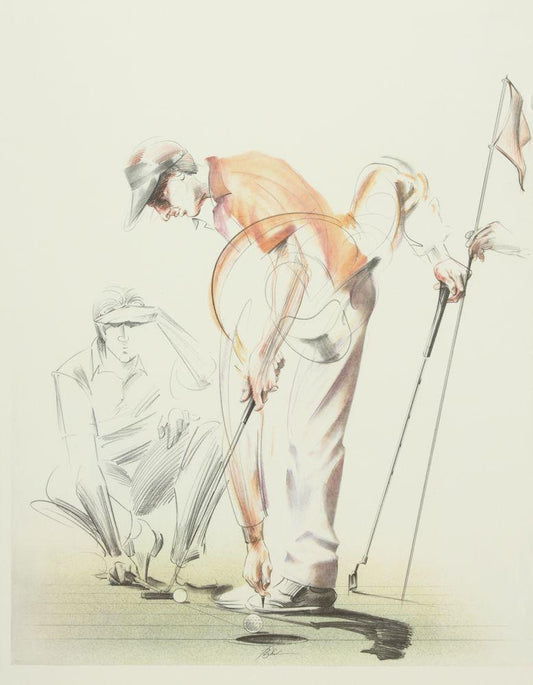 Golfspieler beim Abschlag Kunstdruck Tiefdruck