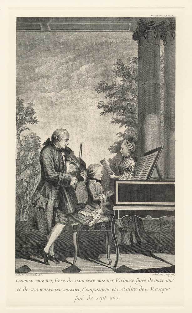 Mozart mit Familie beim musizieren Kunstdruck Tiefdruck