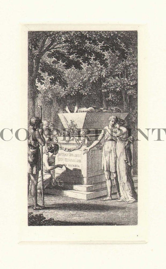 Leute vor Denkmal Kunstdruck Tiefdruck