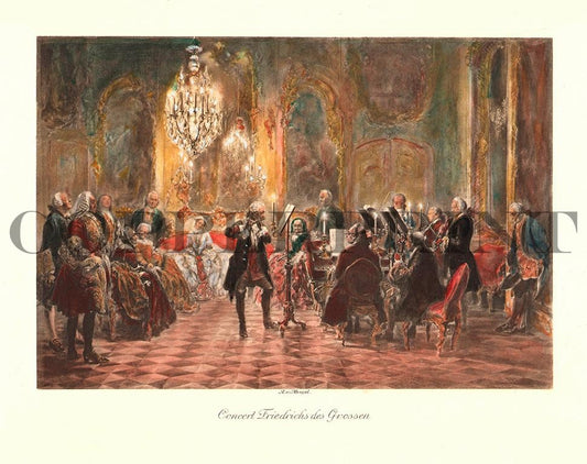 Flötenkonzert Friedrich des Großen Kunstdruck Tiefdruck