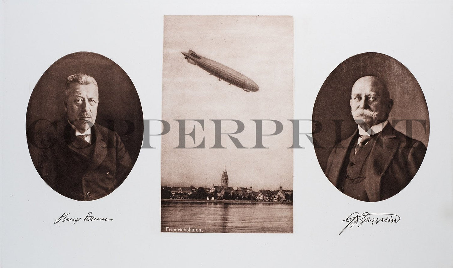 Portrait von Ferdinand von Zeppelin mit Hugo Eckener Kunstdruck Tiefdruck