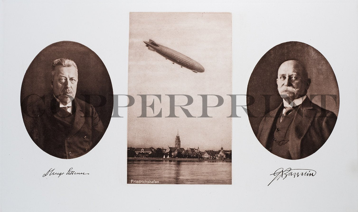 Portrait von Ferdinand von Zeppelin mit Hugo Eckener Kunstdruck Tiefdruck