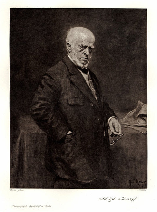 Portrait von Adolph Menzel schwarz weiß Kunstdruck Tiefdruck