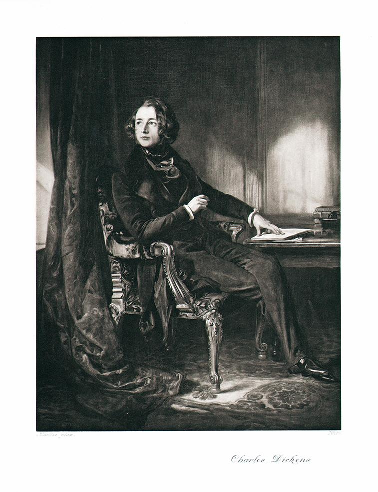 Portrait von Charles Dickens sitzend Kunstdruck Tiefdruck