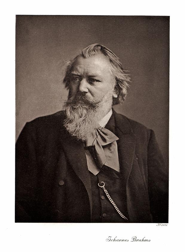 Portrait von Johannes Brahms schwarzweiß Kunstdruck Tiefdruck