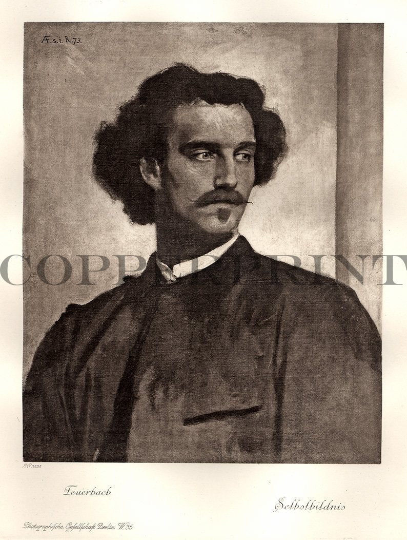 Selbstbildnis von Feuerbach Kunstdruck Tiefdruck