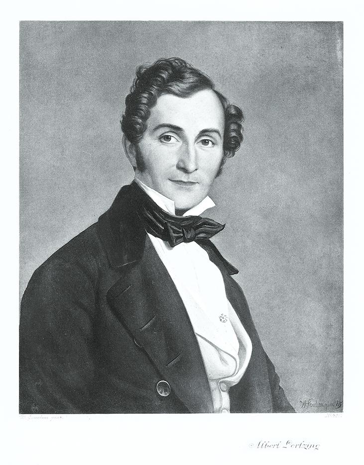 Portrait von Albert Lortzing schwarz weiß Kunstdruck Tiefdruck