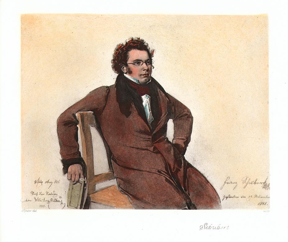 Portrait von Franz Schubert sitzend Kunstdruck Tiefdruck