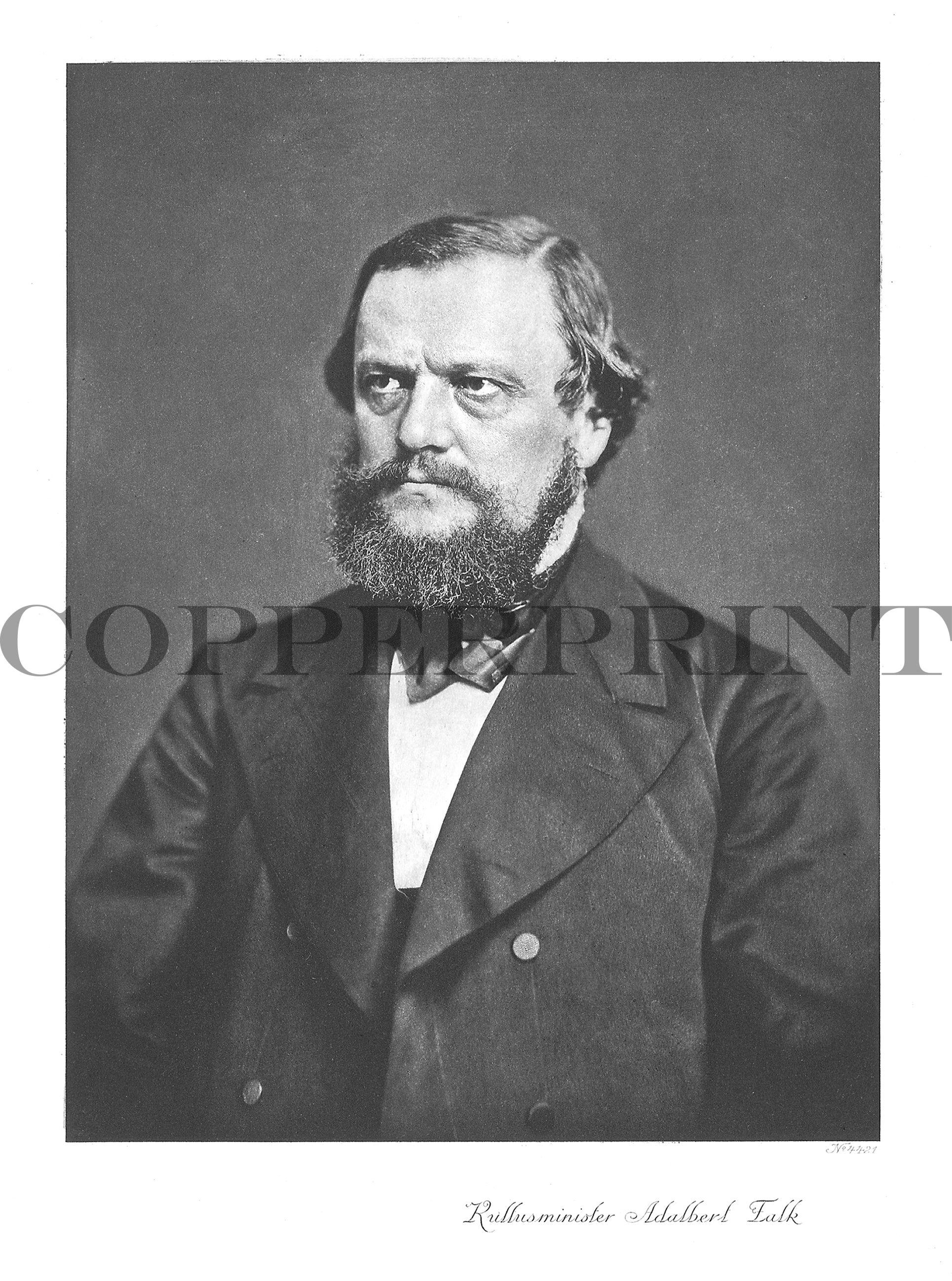 Portrait von Adalbert Falk schwarz weiß Kunstdruck Tiefdruck