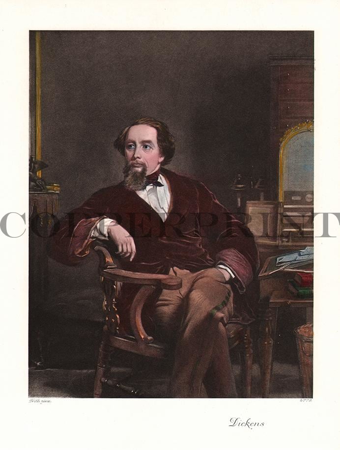 Portrait von Charles Dickens Kunstdruck Tiefdruck