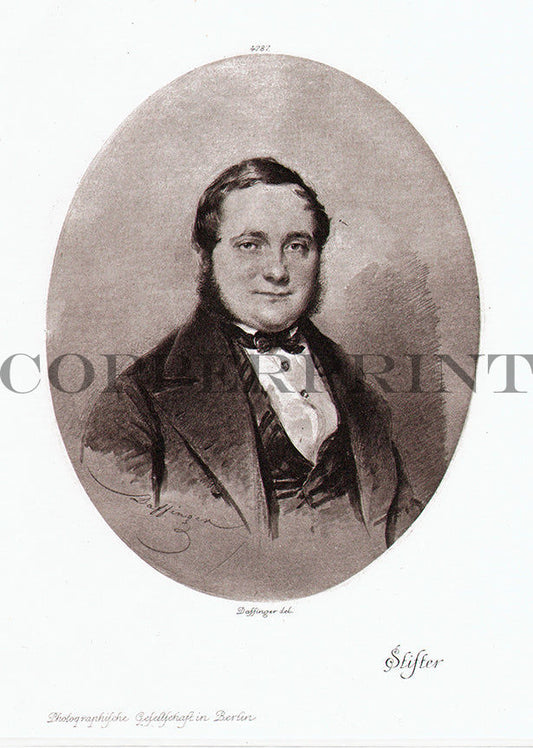 Portrait von Adalbert Stifter schwarz weiß Kunstdruck Tiefdruck