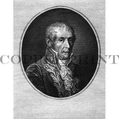 Portrait von Alessandro Volta schwarz weiß Kunstdruck Tiefdruck