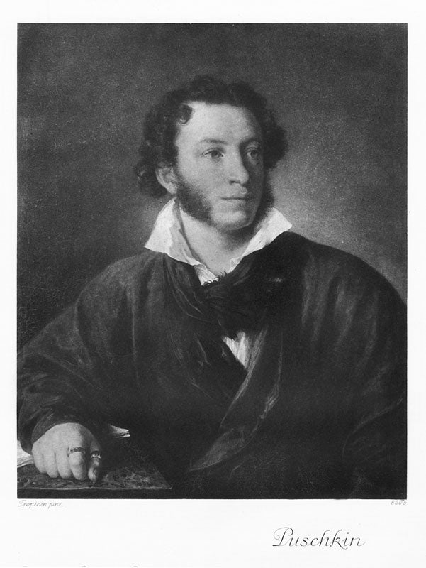 Portrait von Alexander Sergejewitsch Puschkin schwarz weiß Kunstdruck Tiefdruck