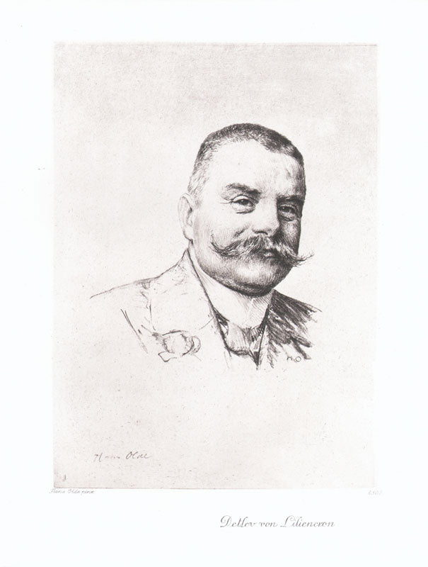 Portrait von Detlev von Liliencron Kunstdruck Tiefdruck