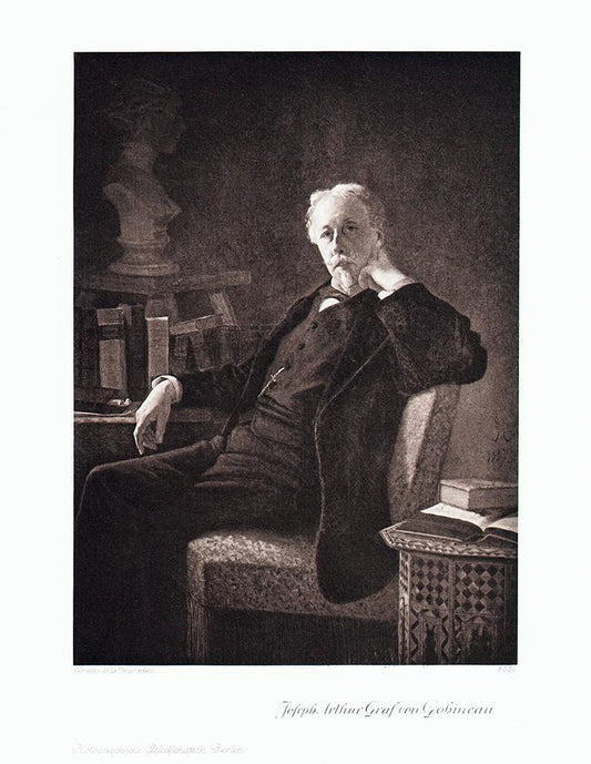 Portrait von Arthur Graf de Gobineau schwarzweiß Tiefdruck Kunstdruck
