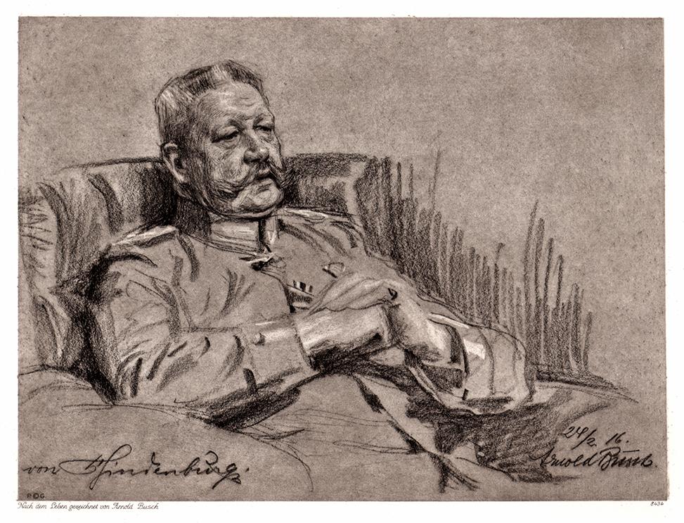 Portrait von Paul von Hindenburg sitzend Kunstdruck Tiefdruck