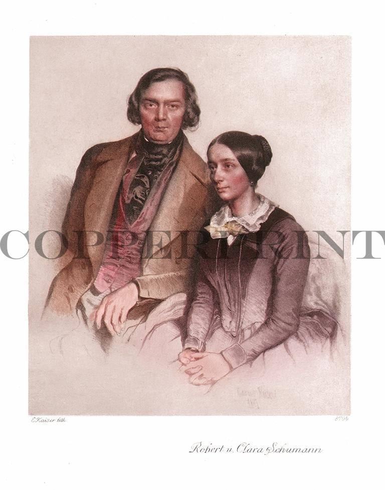 Portrait von Robert und Clara Schumann Kunstdruck Tiefdruck