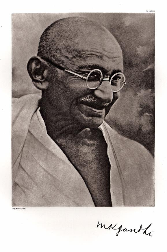 Portrait von Mahatma Ghandi Kunstdruck Tiefdruck