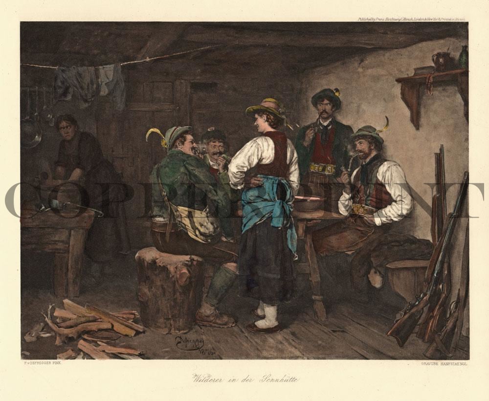 Wilderer auf der Sennhütte Kunstdruck Tiefdruck