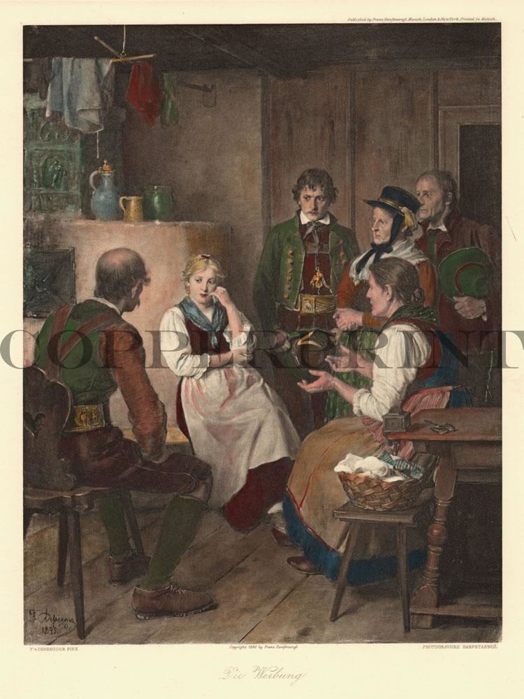 Leute im Haus beim diskutieren Kunstdruck Tiefdruck