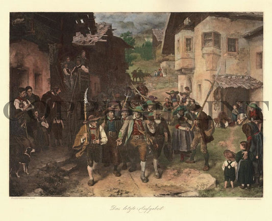 Traditionell gekleidete Leute auf der Straße Kunstdruck Tiefdruck