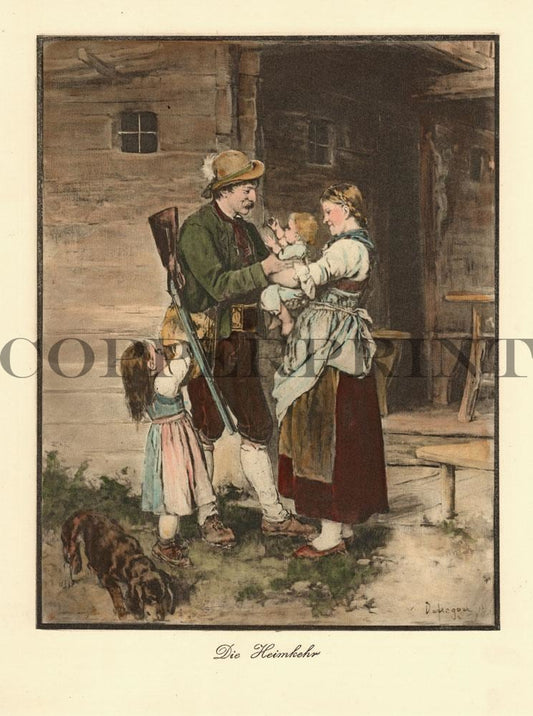 Wiedersehen von Familie Kunstdruck Tiefdruck