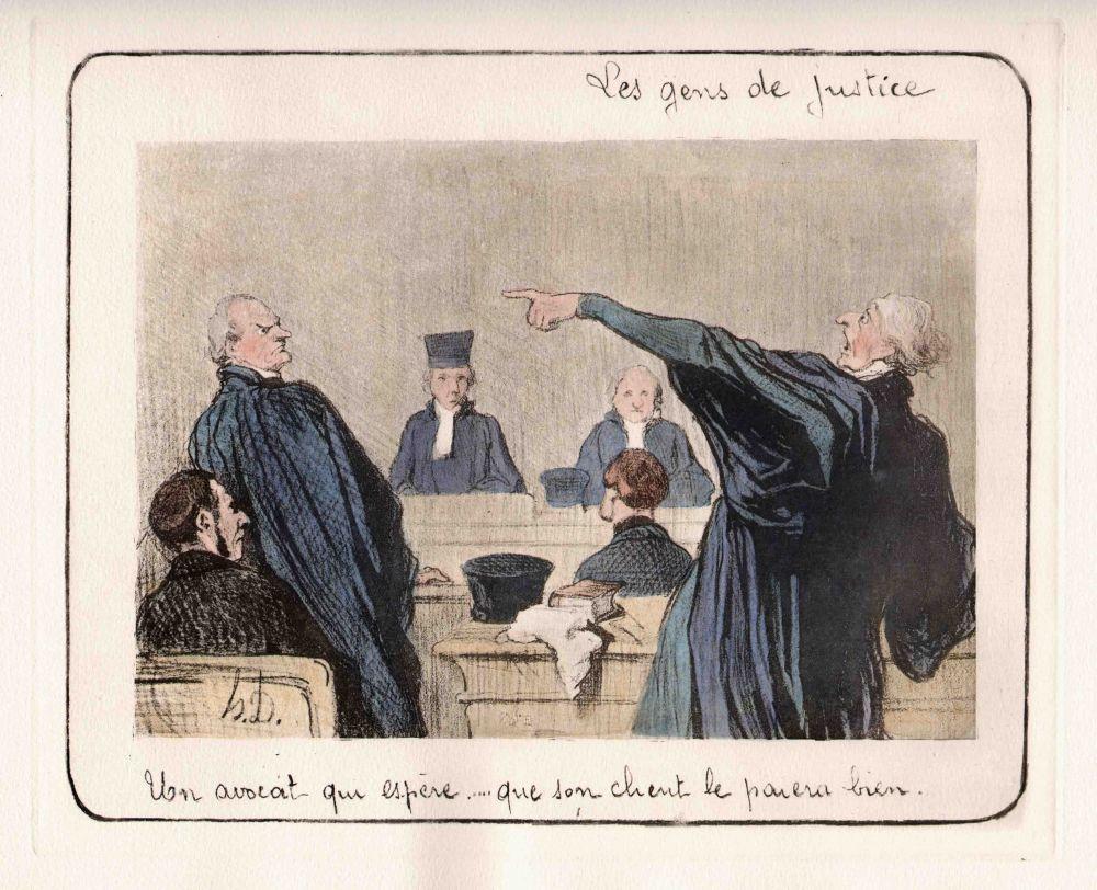 Humorvolle Illustration von Juristen Kunstdruck Tiefdruck