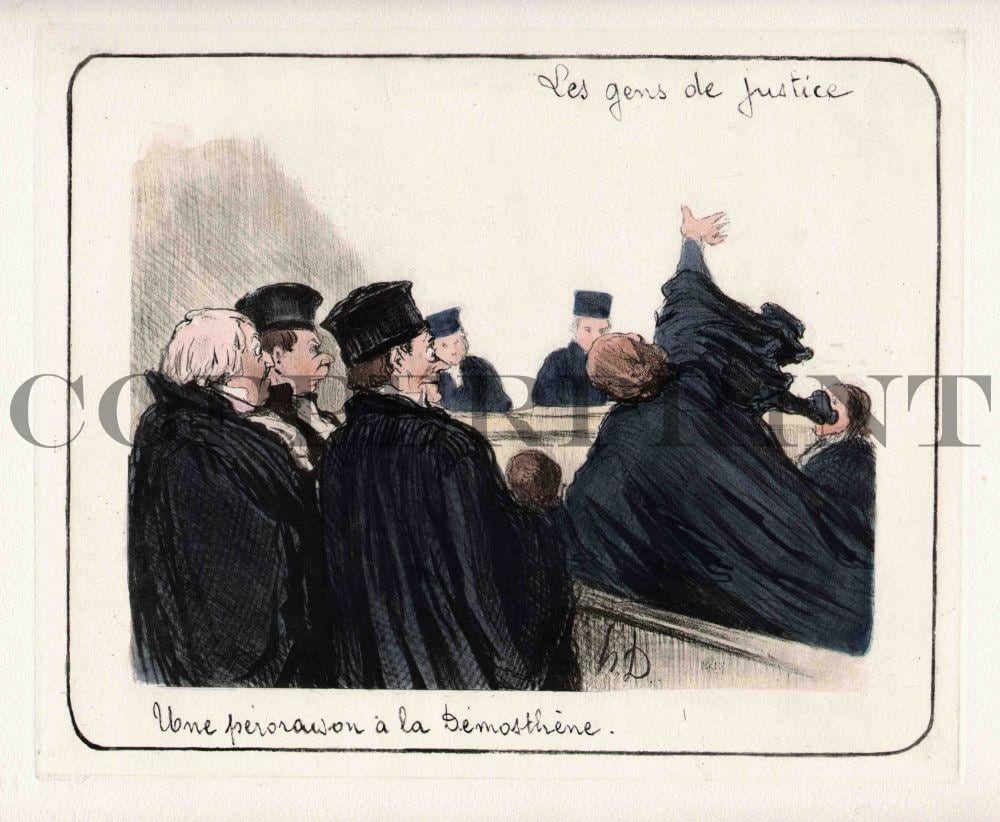 Humorvolle Illustration von Juristen Kunstdruck Tiefdruck