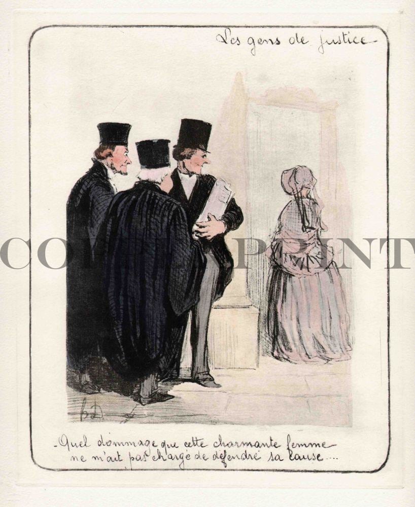 Humorvolle Illustration von Juristen Kunstdruck Tiefdruck