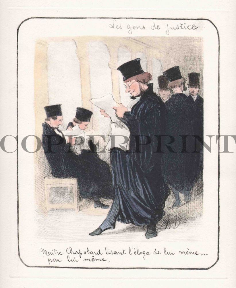 Humorvolle Illustration von Juristen Kunstdruck Tiefdruck