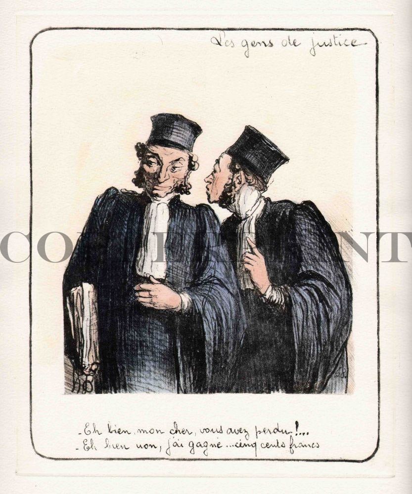 Humorvolle Illustration von Juristen Kunstdruck Tiefdruck