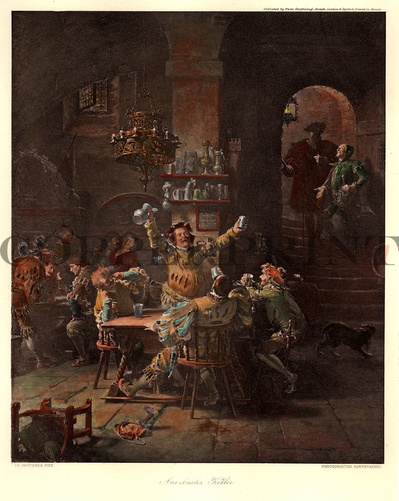 Trinkrunde in Auberbachs Keller Kunstdruck Tiefdruck