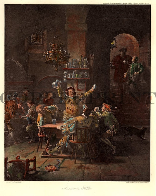 Trinkrunde in Auberbachs Keller Kunstdruck Tiefdruck