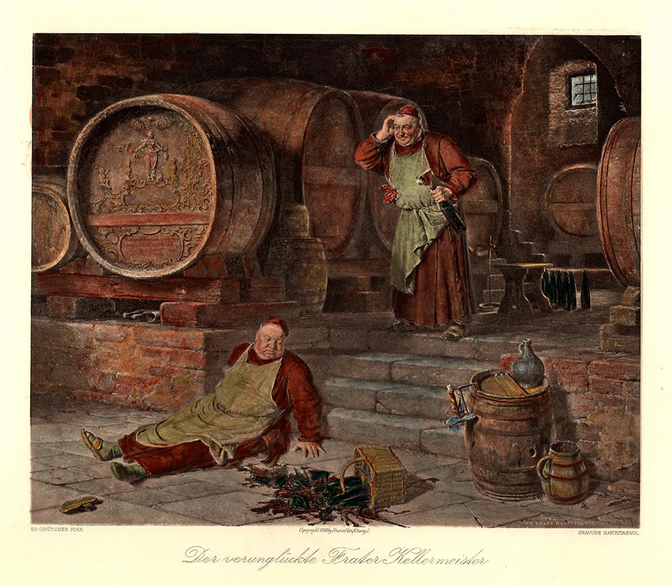 Zwei Männer im Weinkeller Kunstdruck Tiefdruck