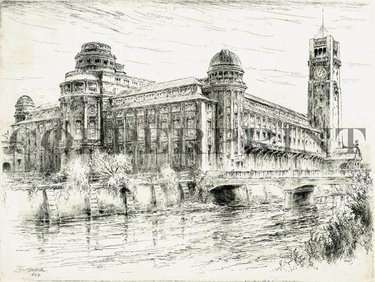 Ansicht Deutsches Museum München Kunstdruck Tiefdruck