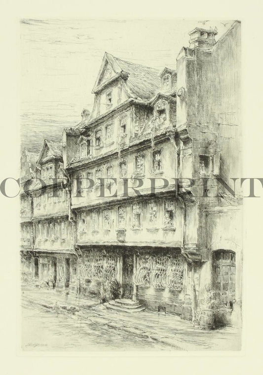 Stadtansicht von Frankfurt mit Goethes Geburtshaus Kunstdruck Tiefdruck