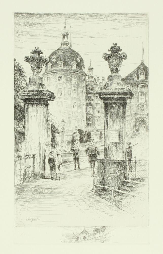 Stadtansicht von Schloß Moritzburg Kunstdruck Tiefdruck