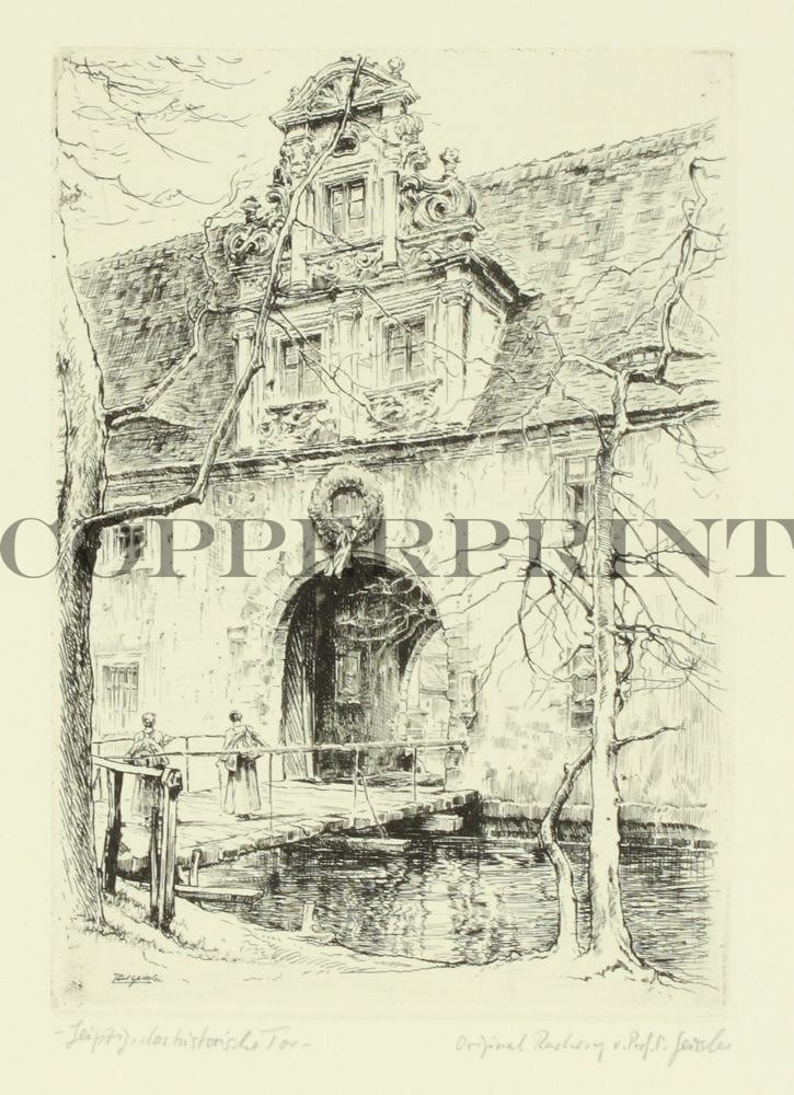 Ansicht von Leipziger mit Tor Kunstdruck Tiefdruck